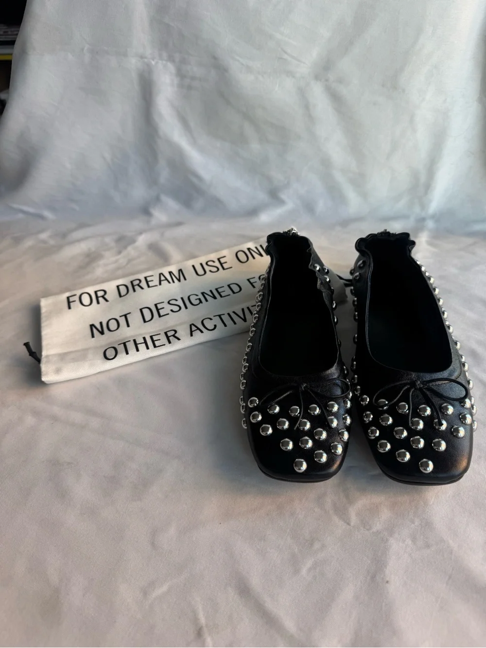 Golden Goose Deluxe Brand Leather Black Silver Studs Ballet Amy Flat EU 37/US 7